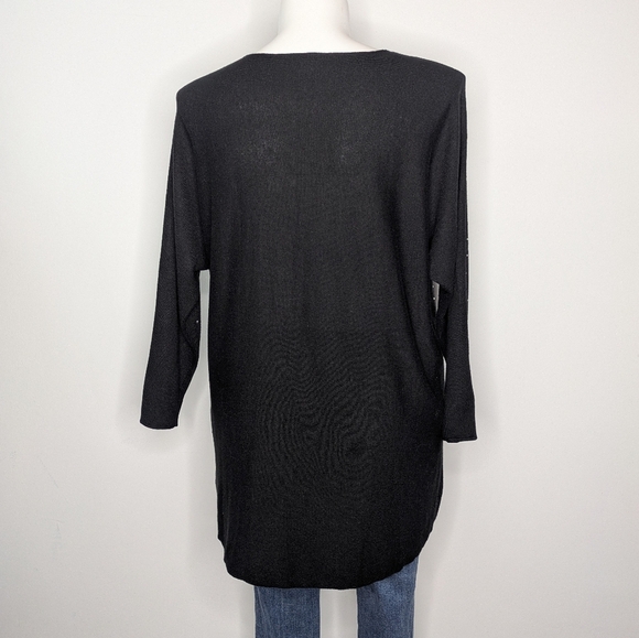 ✨3/$15 INC International Concepts Black Rhinestone Long Sleeve Sweater 1X - Picture 5 of 8